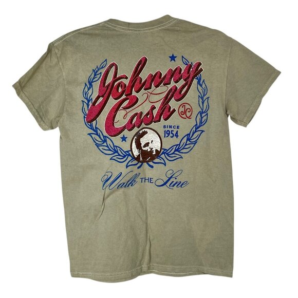 NWOT Johnny Cash Walk the Line Band Tee Gray Small 100% Cotton Licensed Merch - Picture 1 of 8